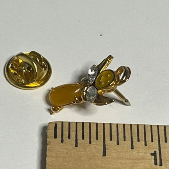 Angel of Happiness Gold Tone Rhinestone Wings Smiley Face Hat Vest Lapel Pin - Picture 14 of 14